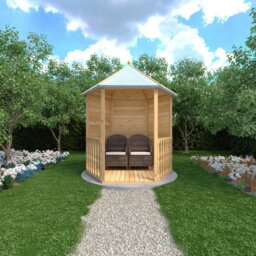 Rackhams Large 8x7 Gazebo Hexagonal Summerhouse - thumbnail 2