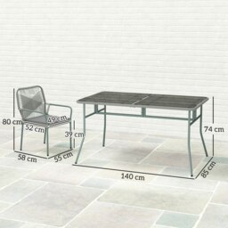 Rackhams 5 Piece Garden Dining Set with Cushions, Light Grey - Light Grey - Steel, PE Rattan, Polyester - 140W x 85D x 74H cm - thumbnail 5