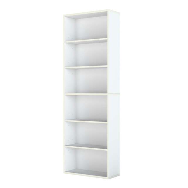 Rackhams Slim 6 Tier Bookshelf Narrow Bookcase Storage Shelf Organizer Unit White - image 1