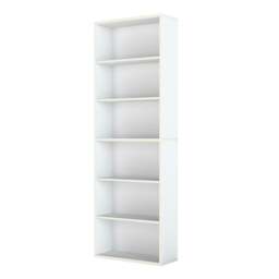 Rackhams Slim 6 Tier Bookshelf Narrow Bookcase  Storage Shelf Organizer Unit White - thumbnail 1