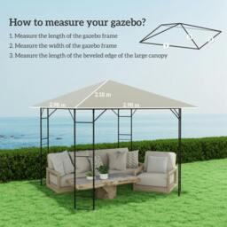 Rackhams 3x3 m Gazebo Canopy Replacement Cover with Drain Holes, Light Grey - thumbnail 3