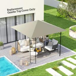 Rackhams 3x3 m Gazebo Canopy Replacement Cover with Drain Holes, Light Grey