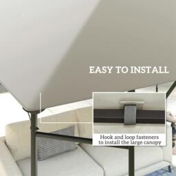 Rackhams 3x3 m Gazebo Canopy Replacement Cover with Drain Holes, Light Grey - thumbnail 5