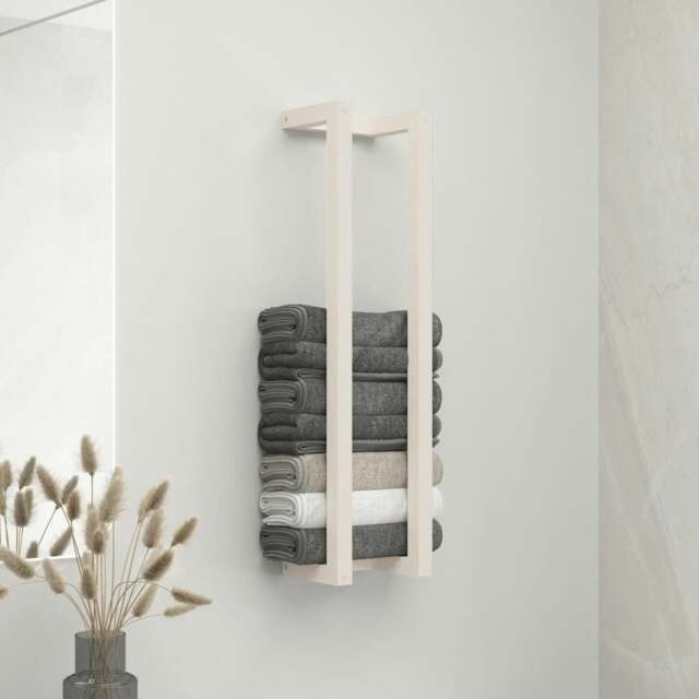 Rackhams Towel Rack White 23x18x90 cm Solid Wood Pine