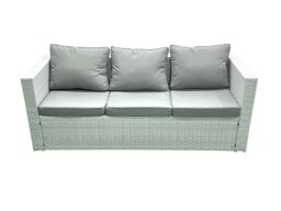 Rackhams Garden Outdoor Furniture Set 6 Seater Rattan Sofa Set with 2 Big Footstools Armchair 2 Side Tables Light Grey Mixed - thumbnail 3