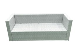 Rackhams Garden Outdoor Furniture Set 6 Seater Rattan Sofa Set with 2 Big Footstools Armchair 2 Side Tables Light Grey Mixed - thumbnail 4