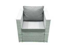 Rackhams Garden Outdoor Furniture Set 6 Seater Rattan Sofa Set with 2 Big Footstools Armchair 2 Side Tables Light Grey Mixed - thumbnail 5