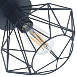 Rackhams Industrial Basket Cage Designed Matt Black Metal Semi Flush Ceiling Light - thumbnail 3