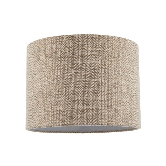 Rackhams Unique Aztec Designed Drum Lamp Shade in Dark Taupe and White Linen - image 1