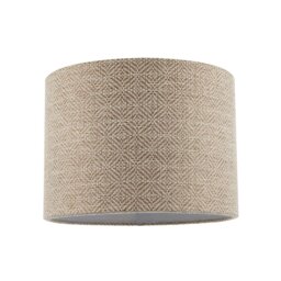 Rackhams Unique Aztec Designed Drum Lamp Shade in Dark Taupe and White Linen - thumbnail 1
