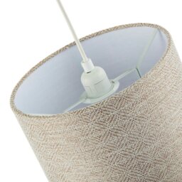 Rackhams Unique Aztec Designed Drum Lamp Shade in Dark Taupe and White Linen - thumbnail 5