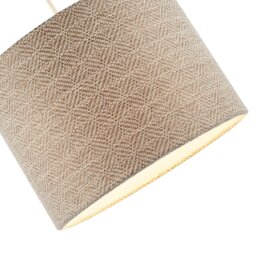 Rackhams Unique Aztec Designed Drum Lamp Shade in Dark Taupe and White Linen - thumbnail 3