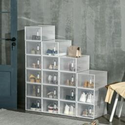 Rackhams 18PCS Clear Shoe Box, Plastic Stackable Shoe Storage Box for UK/EU Size up to 8.5/43 with Magnetic Door for Women/Men, 25 x 35 x 19cm - thumbnail 2