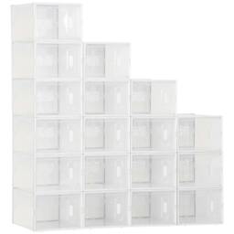 Rackhams 18PCS Clear Shoe Box, Plastic Stackable Shoe Storage Box for UK/EU Size up to 8.5/43 with Magnetic Door for Women/Men, 25 x 35 x 19cm - thumbnail 1
