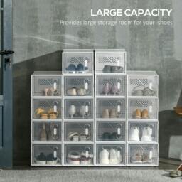 Rackhams 18PCS Clear Shoe Box, Plastic Stackable Shoe Storage Box for UK/EU Size up to 8.5/43 with Magnetic Door for Women/Men, 25 x 35 x 19cm - thumbnail 5