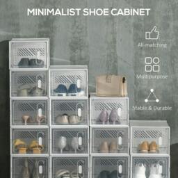 Rackhams 18PCS Clear Shoe Box, Plastic Stackable Shoe Storage Box for UK/EU Size up to 8.5/43 with Magnetic Door for Women/Men, 25 x 35 x 19cm - thumbnail 4