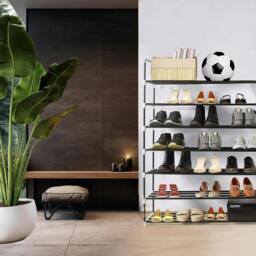 Rackhams 7 Tier Heavy Duty Metal Shoe Quick Assembly Shoe Rack Shoe Storage Cabinet Holds Upto 35 Pairs - Shoe Rack - Grey - Metal - thumbnail 3