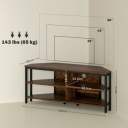 "Rackhams 50"" TV Stand Cabinet, TV Unit with Storage Shelves, Rustic Brown - Rustic Brown" - thumbnail 5