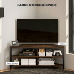"Rackhams 50"" TV Stand Cabinet, TV Unit with Storage Shelves, Rustic Brown - Rustic Brown" - thumbnail 4