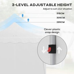 Rackhams 3 x 6m Pop Up Gazebo with Sides and Carry Bag, UPF50+, White - White - Steel, Oxford Fabric - 596L x 300W x 315Hcm - thumbnail 4