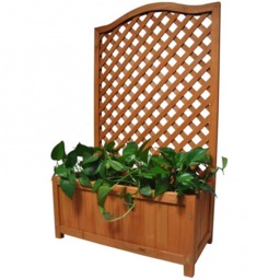 Rackhams Wooden Planter With Lattice For Vines Garden Climbing Flower Plant Pot Trellis - Brown