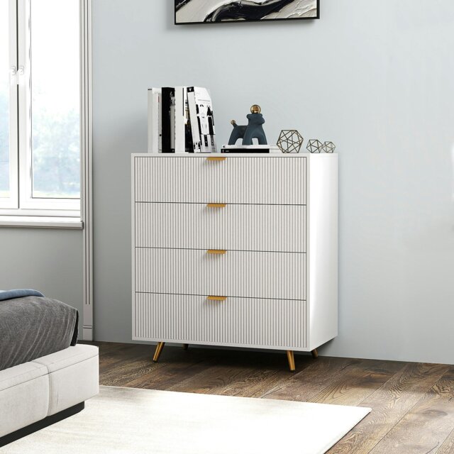 Rackhams Chest of Drawers with 4 Drawers for Bedroom, Living Room, Black - White - 4 - image 1