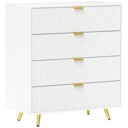 Rackhams Chest of Drawers with 4 Drawers for Bedroom, Living Room, Black - White - 4