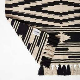Rackhams Dinan Black & White Kilim Cotton Rug - 120 x 170 cm - thumbnail 6