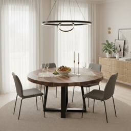 Rackhams Walnut Round Dining Table - 110cm - thumbnail 4