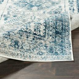 Rackhams Monte Carlo-Vintage Blue Grey White Traditional Boho Rug - 80 x 220 cm - thumbnail 5