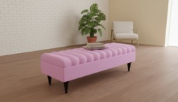 Rackhams Romo Panel Ottoman Bench Seat – Stylish Coffee Table & Seating for Living Room UK (Available in Pink) - 30 x 20 Inches (76 x 51cm) - thumbnail 4