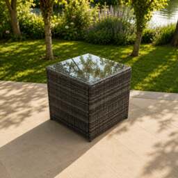 Rackhams Grey Rattan Cube Side Coffee Table
