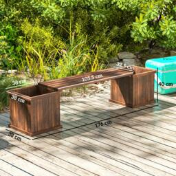 Rackhams Wooden Garden Planter & Bench Combination Garden Raised Bed - Flower bed - 40 - 1 - thumbnail 3