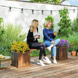 Rackhams Wooden Garden Planter & Bench Combination Garden Raised Bed - Flower bed - 40 - 1 - thumbnail 1