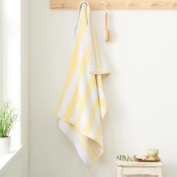 Rackhams Reversible Stripe Cotton Jacquard Towel Yellow - Bath Towel - Yellow - thumbnail 1