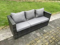 Rackhams 8-Seater Rattan Gas Fire Pit Dining Set - Outdoor Wicker, 2 Armchairs, 2 Side Tables, Footstool - Dark Grey - thumbnail 4