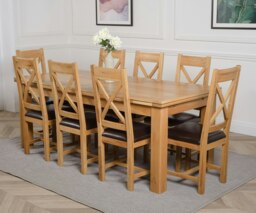 Rackhams Richmond Large Oak Extending Dining Table with Berkeley Oak Chairs - Brown - 8 chairs - thumbnail 1
