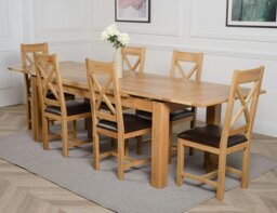 Rackhams Richmond Large Oak Extending Dining Table with Berkeley Oak Chairs - Brown - 8 chairs - thumbnail 5