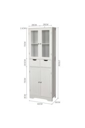 Rackhams Modern Tall Glass Door Cabinet for Bathroom & Livingroom - White - thumbnail 6