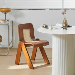 Rackhams Nita Curved Rattan Dining Chair, Rubber Wood - Black - thumbnail 1