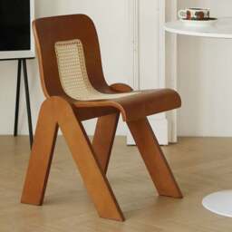 Rackhams Nita Curved Rattan Dining Chair, Rubber Wood - Black - thumbnail 2