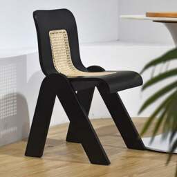 Rackhams Nita Curved Rattan Dining Chair, Rubber Wood - Black - thumbnail 3