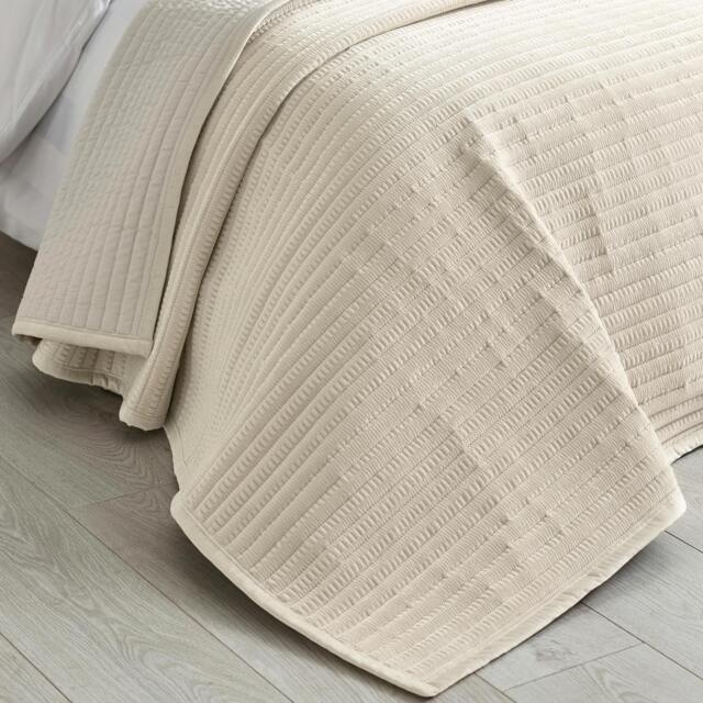 Rackhams Velvet Pinsonic Quilted Bedspread Natural - 220 x 220 cm - Natural - image 1