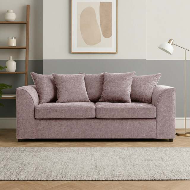 Rackhams Monaco Chenille Fabric 3 Seater Sofa - Pink - image 1