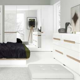 Rackhams Chelsea 4 Drawer Chest  in White with Oak Trim - White & Oak - Matt - Melamine - thumbnail 4
