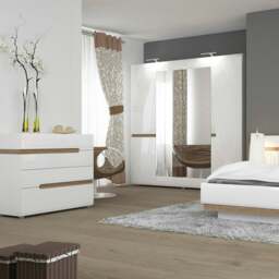 Rackhams Chelsea 4 Drawer Chest  in White with Oak Trim - White & Oak - Matt - Melamine - thumbnail 3