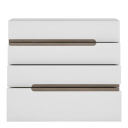 Rackhams Chelsea 4 Drawer Chest  in White with Oak Trim - White & Oak - Matt - Melamine - thumbnail 2