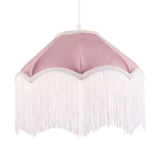 Rackhams Classic Chic Victorian Shape Pendant Light Shade in Blush Pink Velvet - image 1