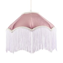 Rackhams Classic Chic Victorian Shape Pendant Light Shade in Blush Pink Velvet - thumbnail 2