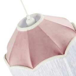 Rackhams Classic Chic Victorian Shape Pendant Light Shade in Blush Pink Velvet - thumbnail 3